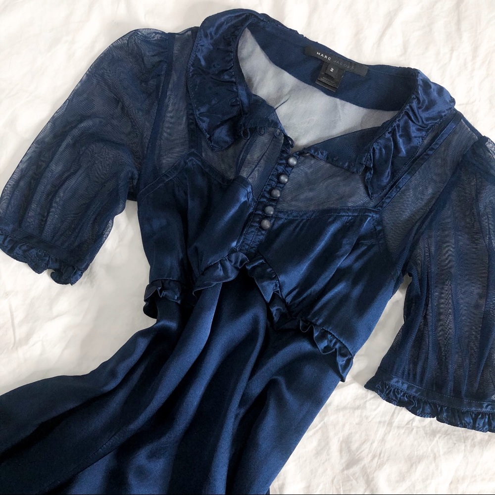 MARC JACOBS/ 1930s style silk collared dress